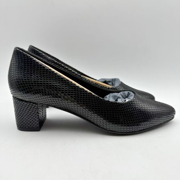 Trotters Womens Kari Pump US 7.5 M EU 38 Black Snake Leather NIB - Picture 4 of 13